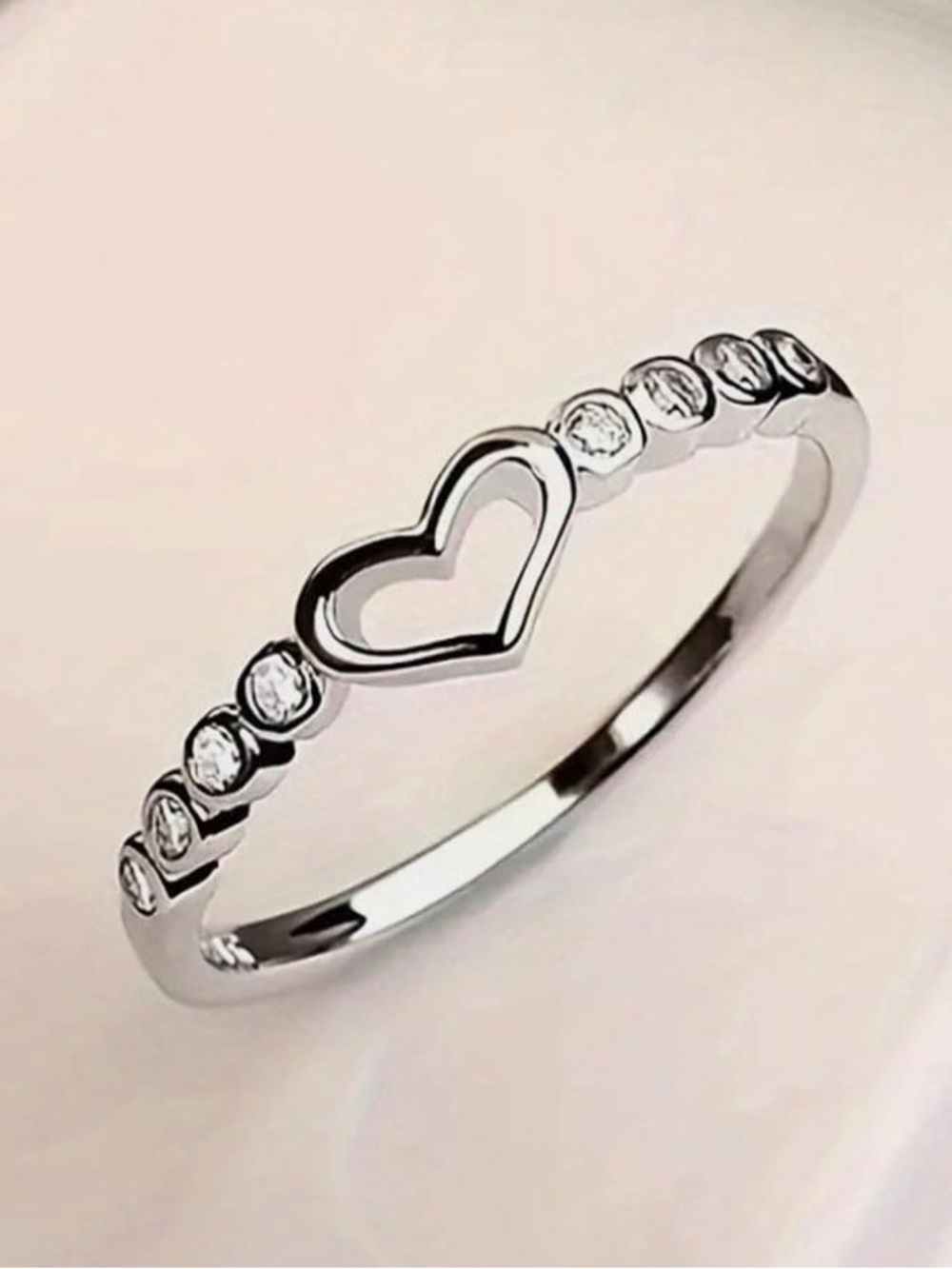 NWT~ Sterling Silver Heart w Cubic Zirconia Ring~ Size 7